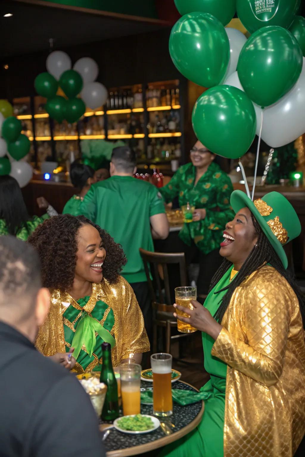 Establish the atmosphere with a celebratory verdant and gilded dress directive for your attendees.