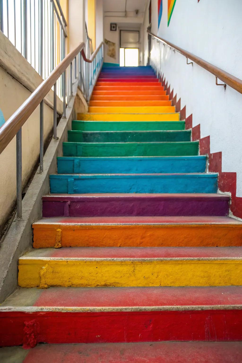 Painted uprights add character and color to any staircase.