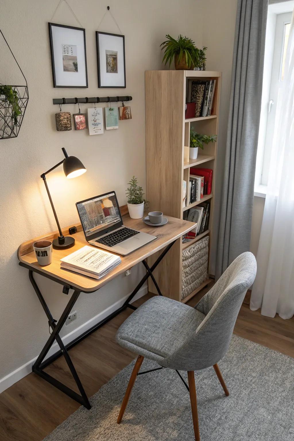Design a workspace that vanishes with a folding desk.