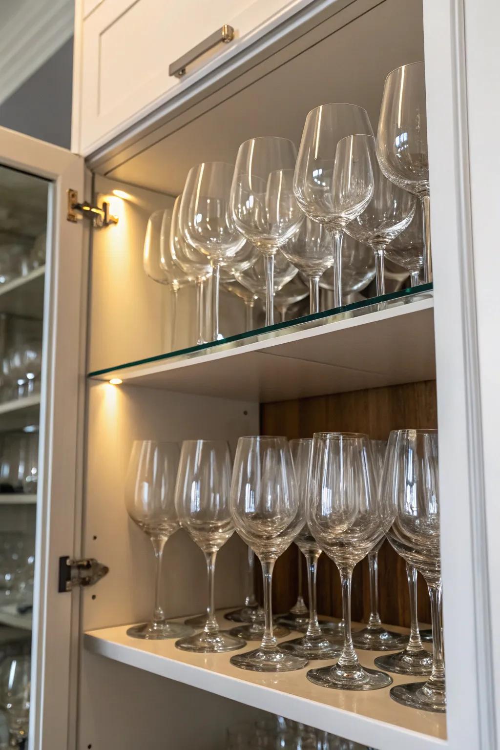 Nesting glasses is a clever trick to get more space in your cupboard.