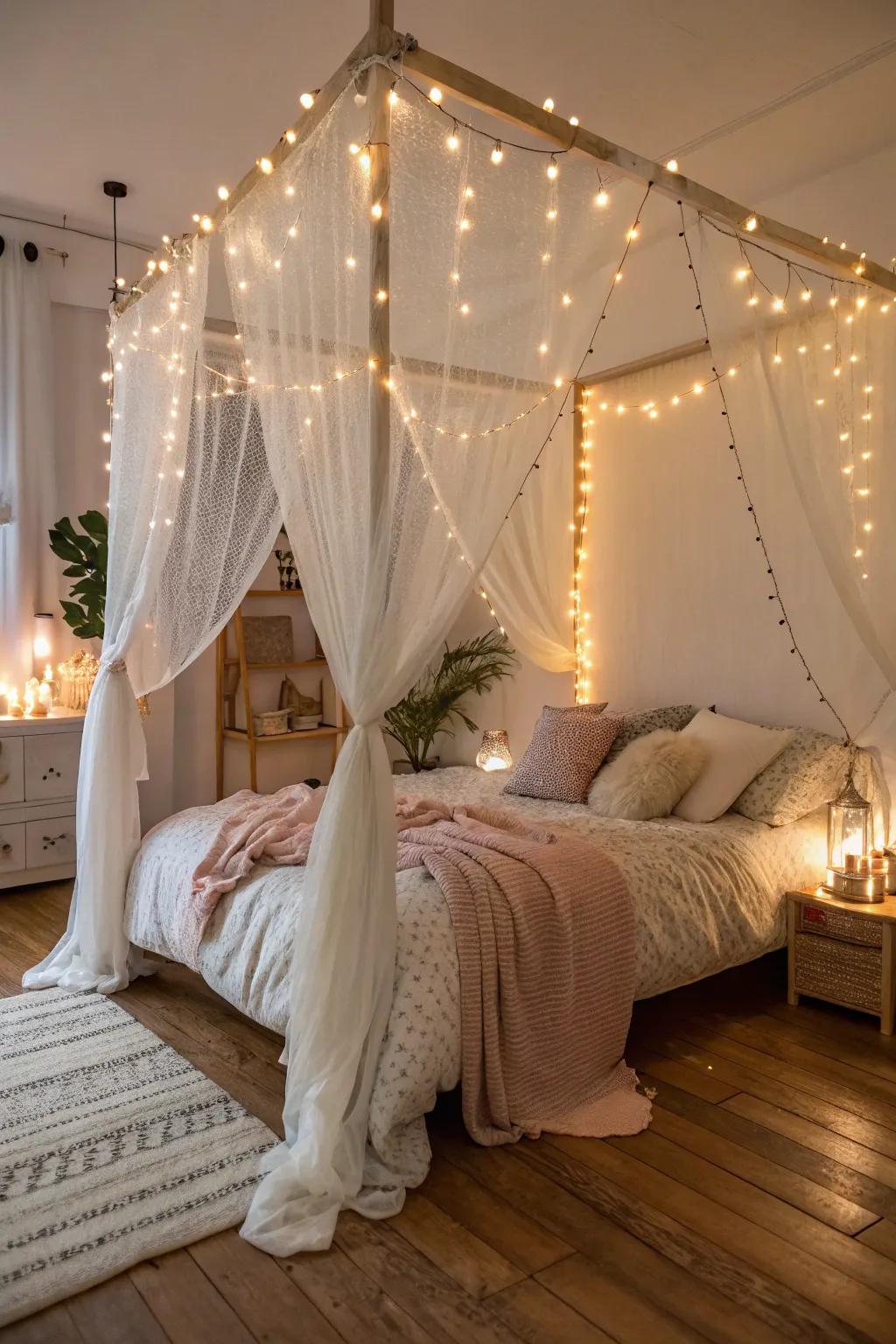 Infuse your space with whimsical charm using fairy lights.