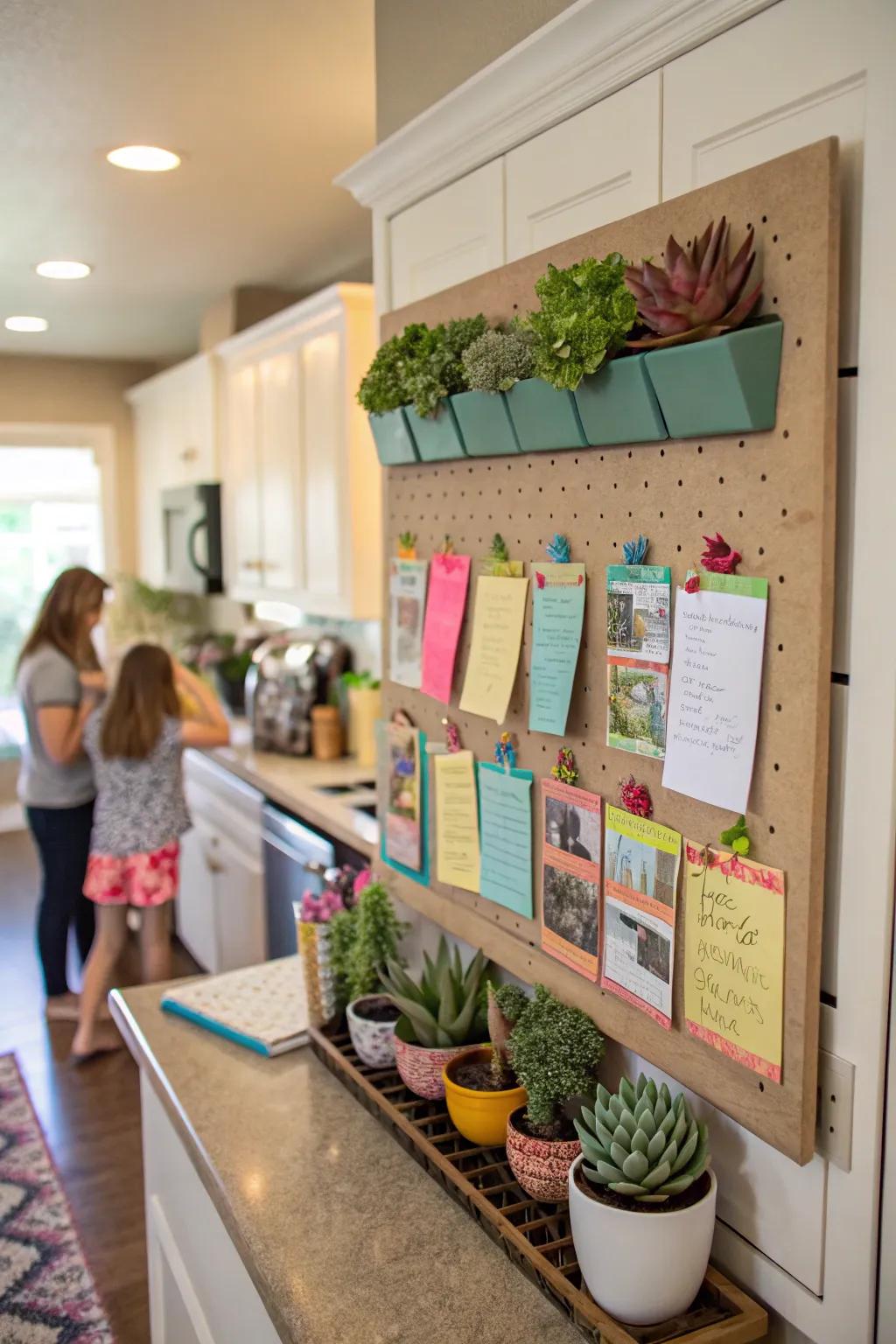 Maintain familial coherence through a succulent-themed bulletin hub.