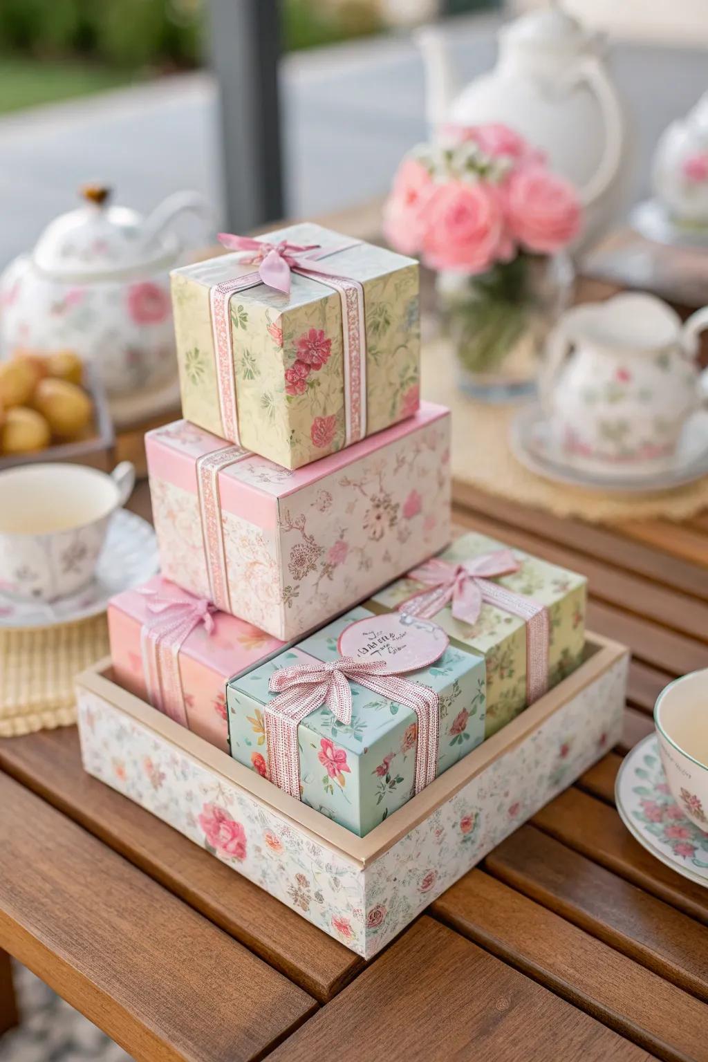 Floral treat sets mirror the allure of a tea celebration.