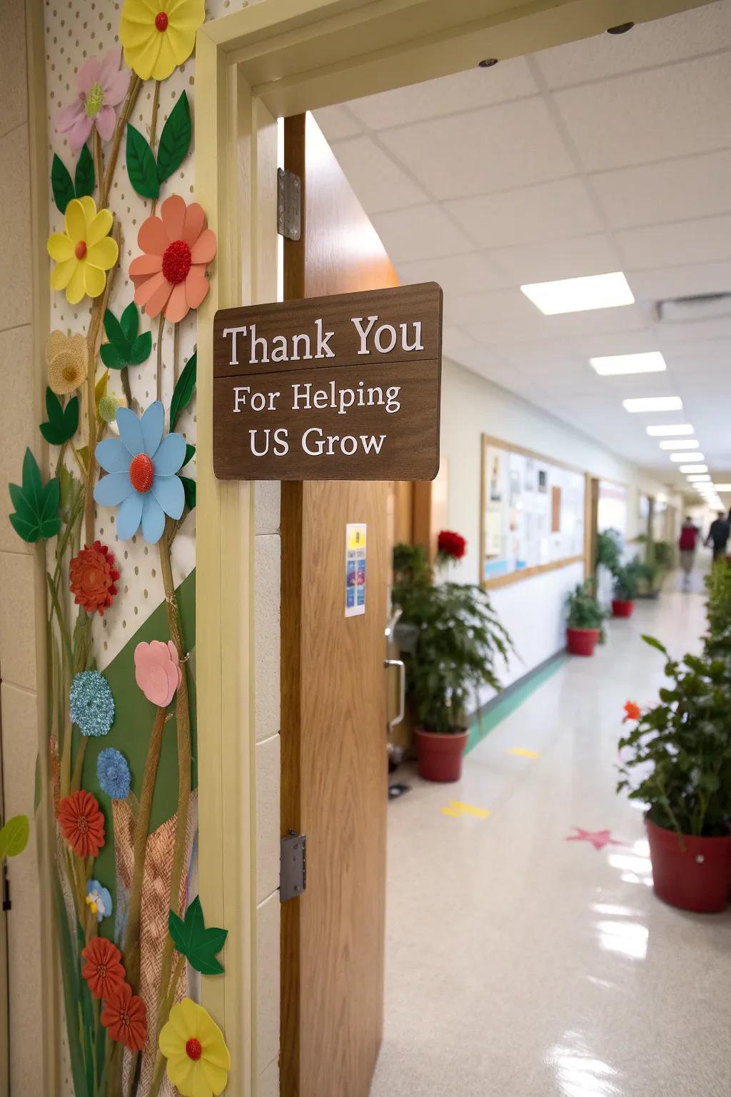 Celebrate growth with a botanical-themed door of thanks.
