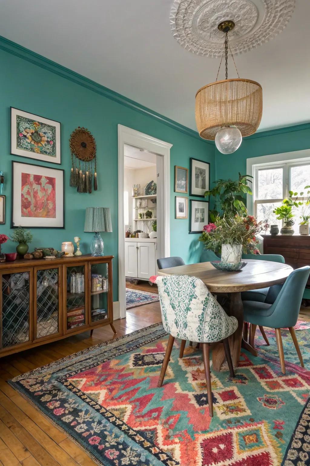 Unique patterns and azure create a vibrant atmosphere