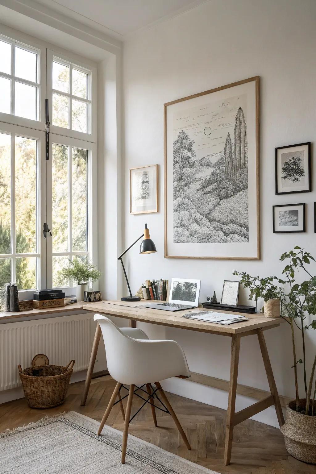 A pen design with textures adds class and detail to this simple office.