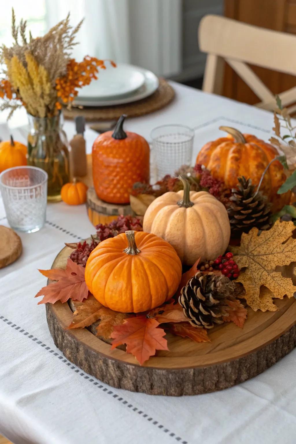 Seasonal colors evoke the warmth of autumn.