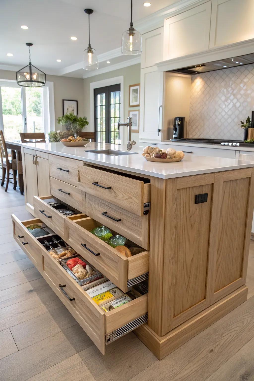 A stylish kitchen island that provides plenty of storage.
