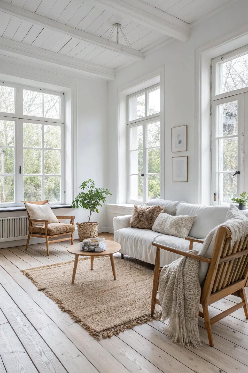 Scandinavian simplicity shown through clean lines and raw elements.
