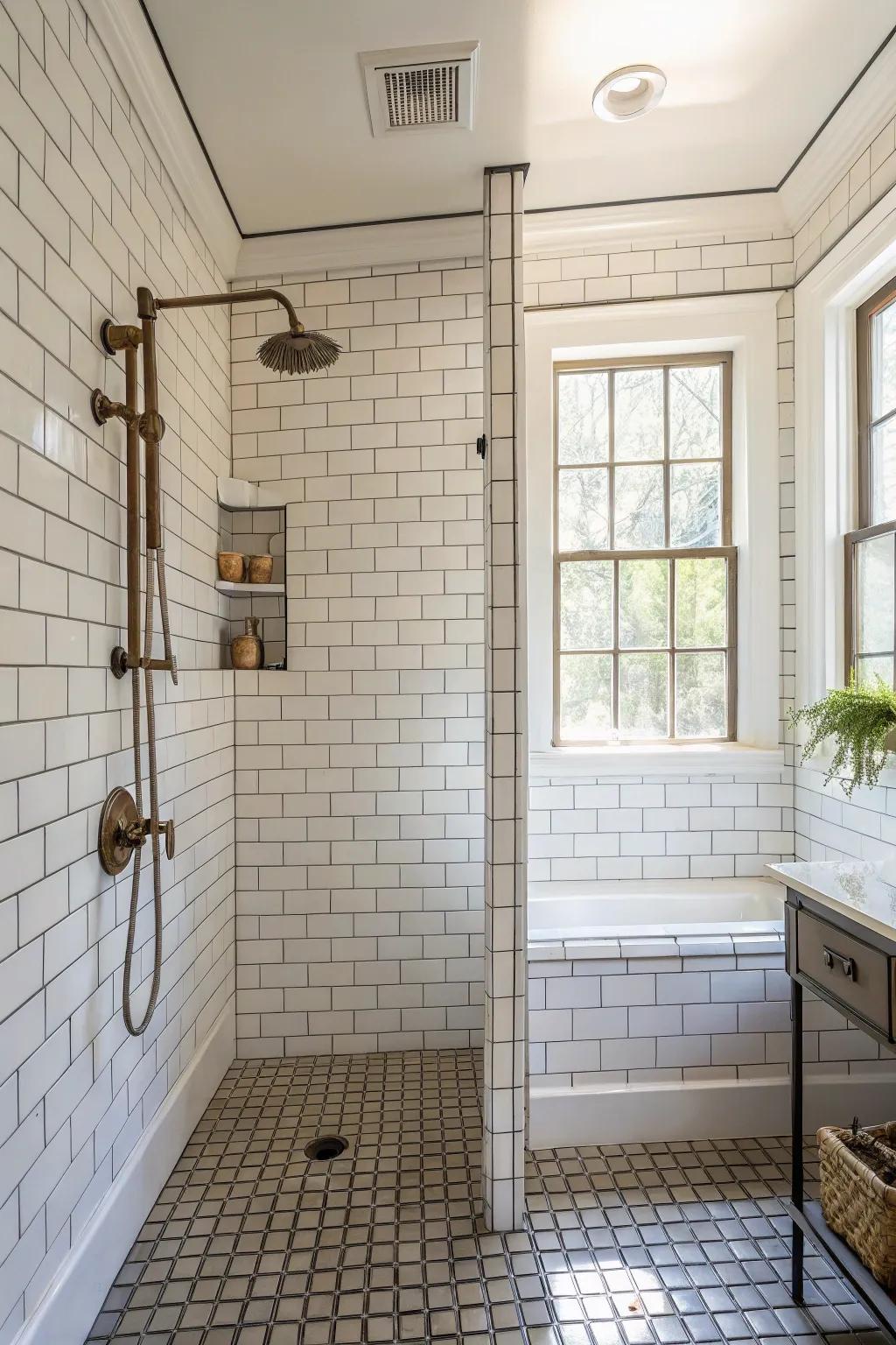 Achieve an enduring look with brick-style tiles.