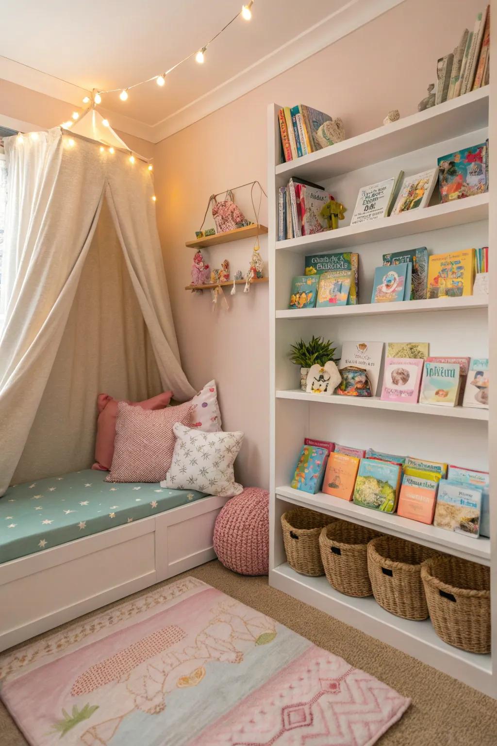 A reading corner sparks an affection for reading.