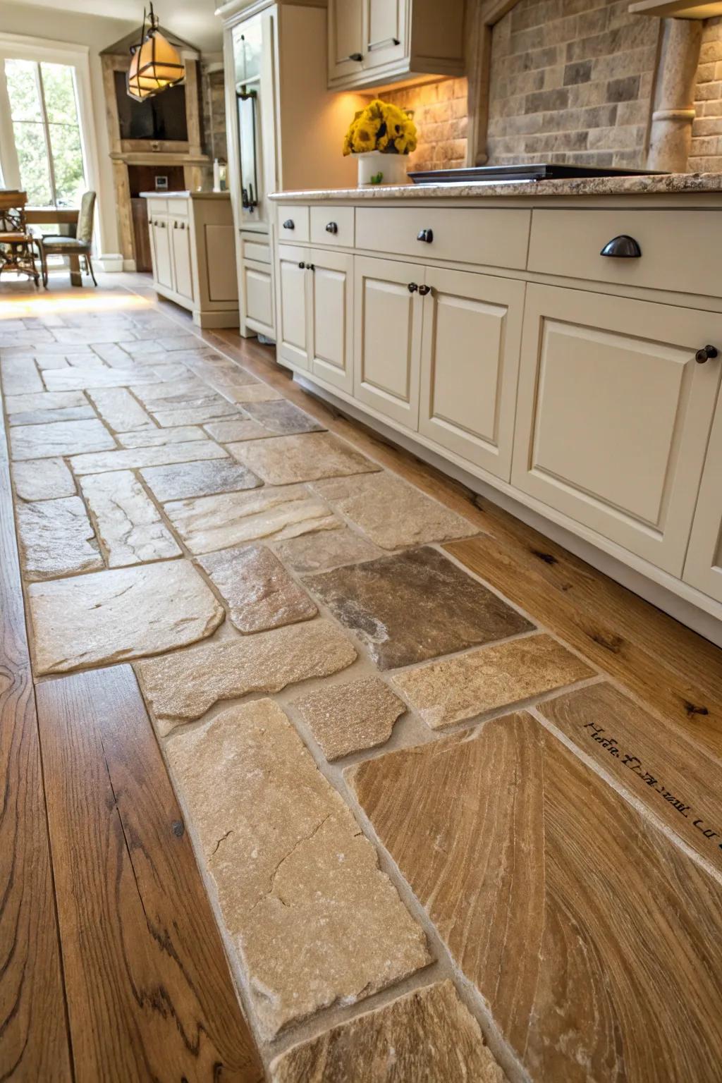 Let raw stone craft striking transitions.