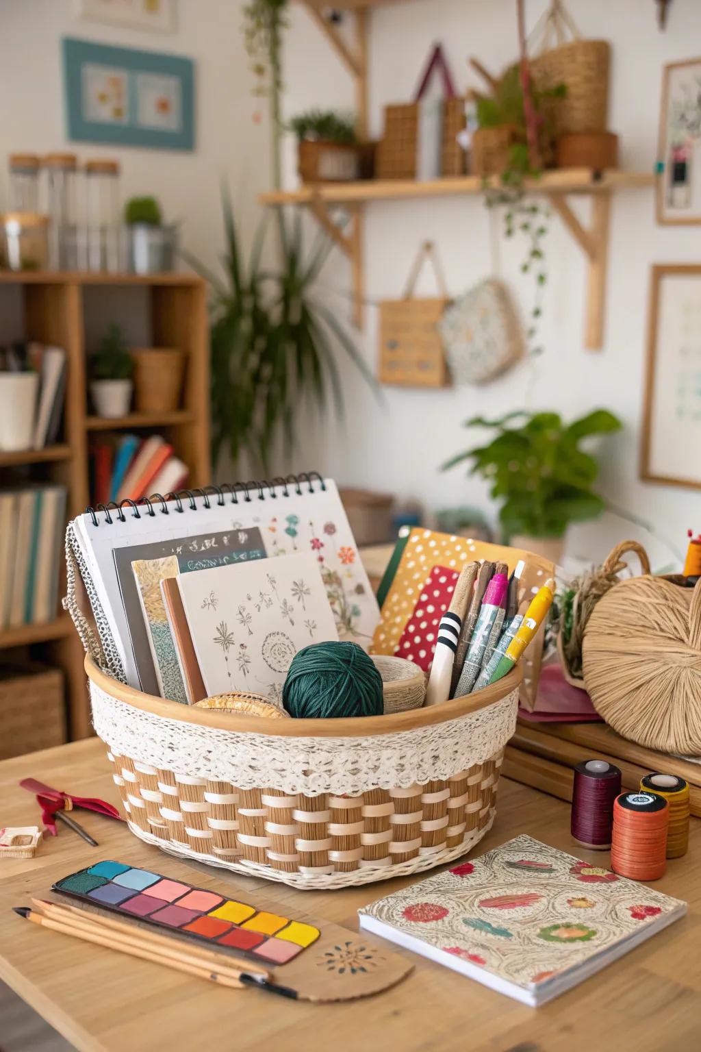 A container filled with the joy of crafting.