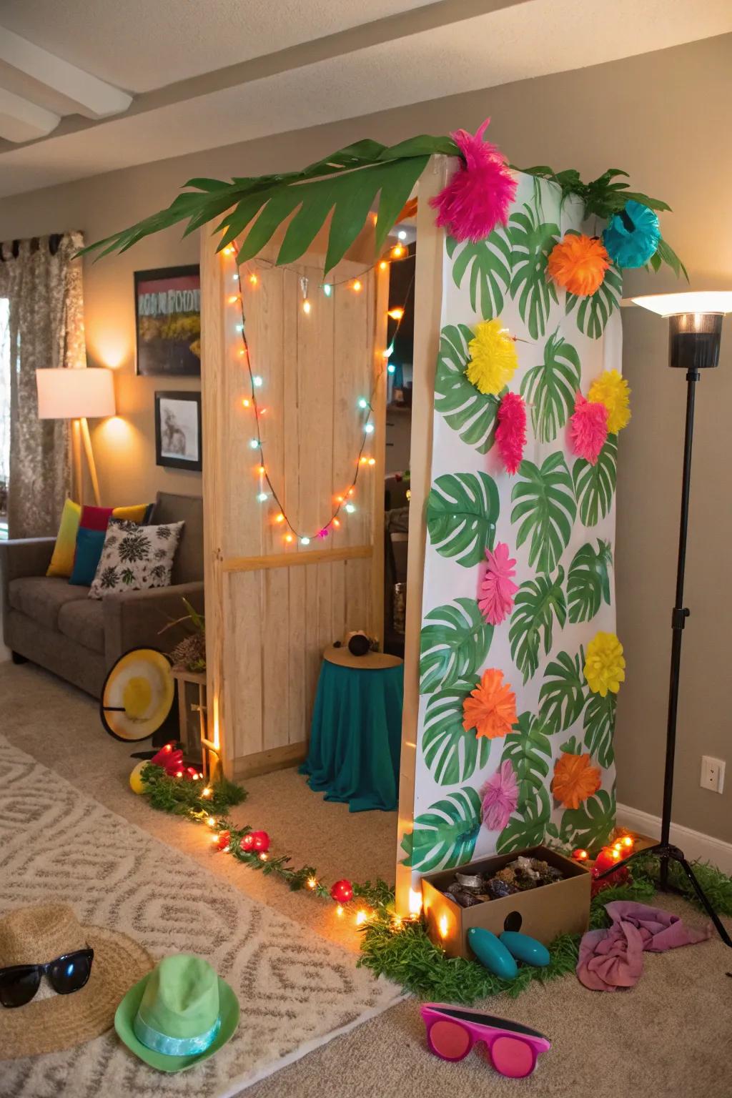 A DIY island picture corner brings fun to any gathering.
