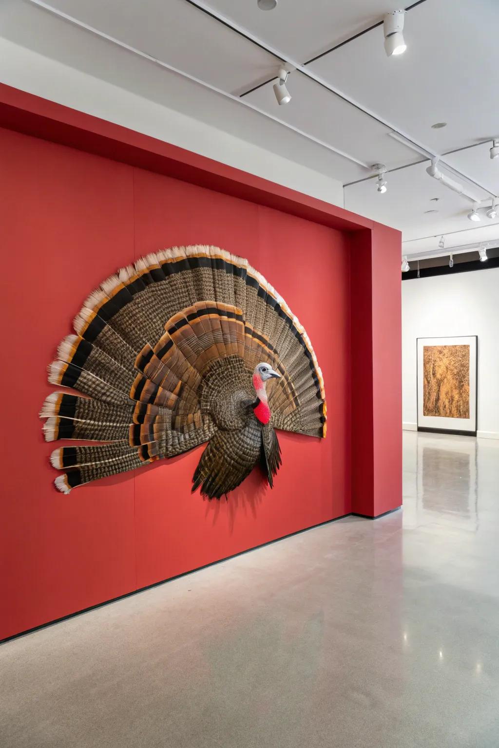 A turkey covering injecting a bold statement onto the wall.