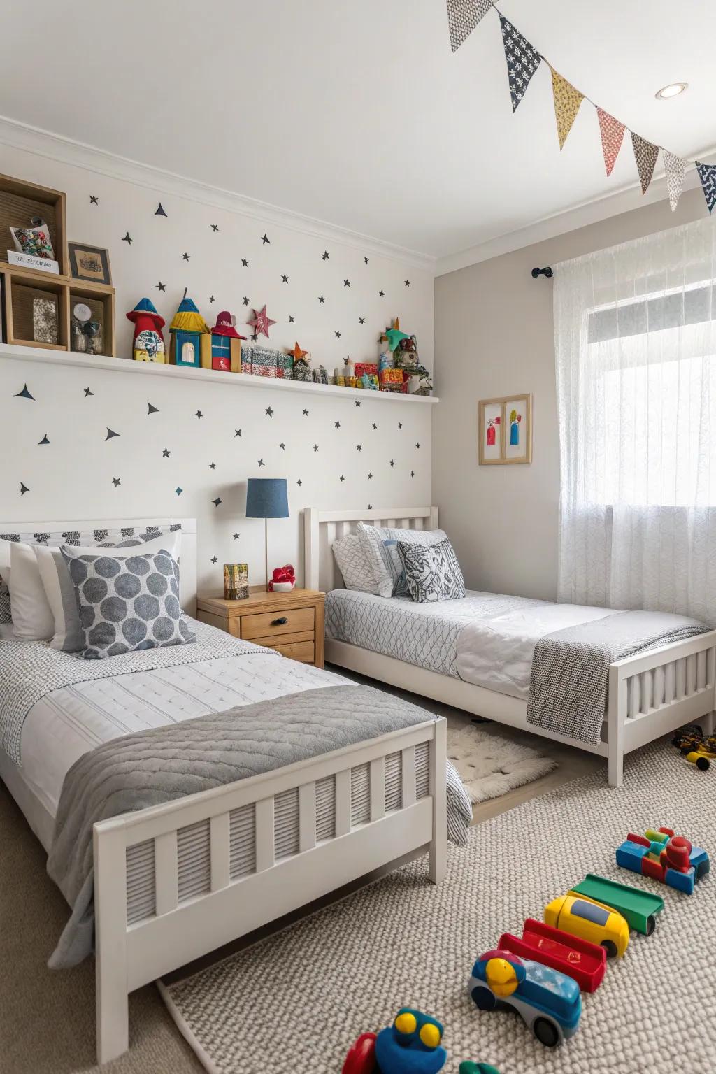 A modern monochrome color scheme with colorful accents