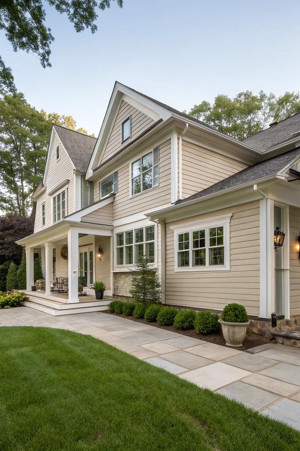 Taupe and white bring beauty and serenity to any home.