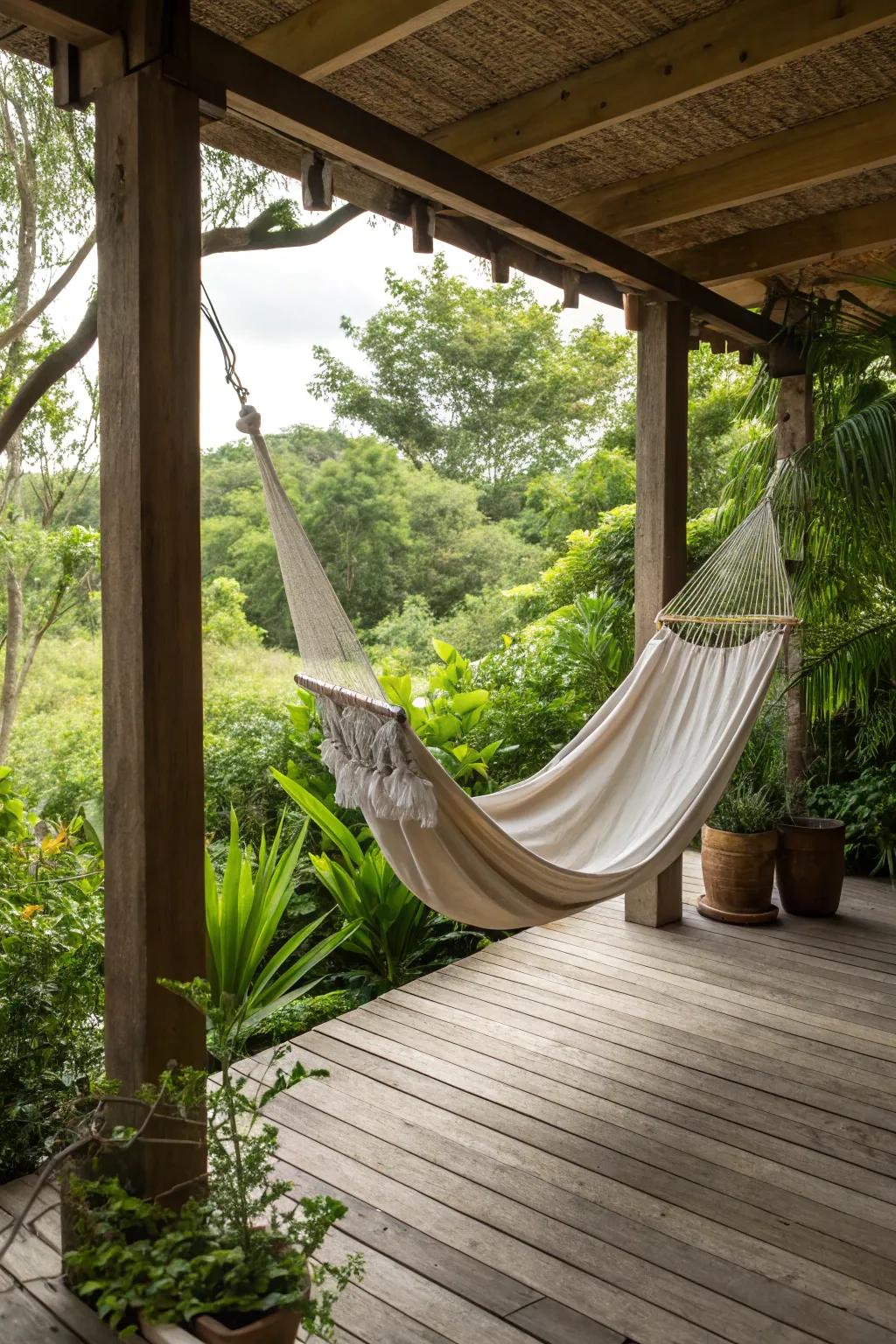 Discover tranquility in a gently swaying hammock.