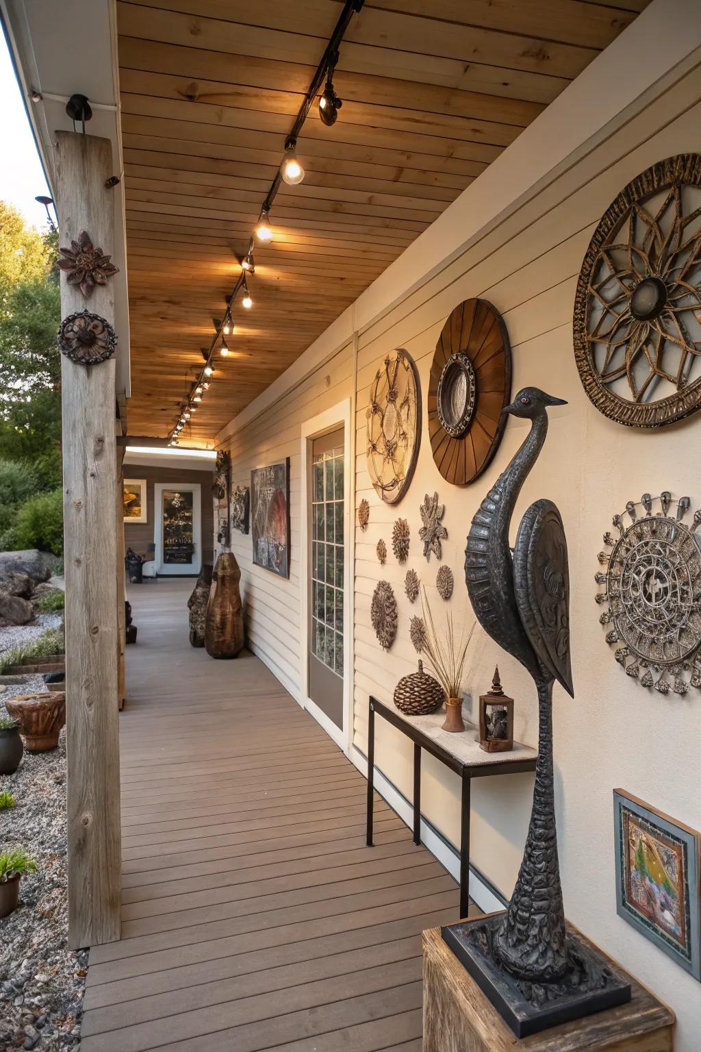Creative impressions beneath the deck, layering personal essence onto the terrain.