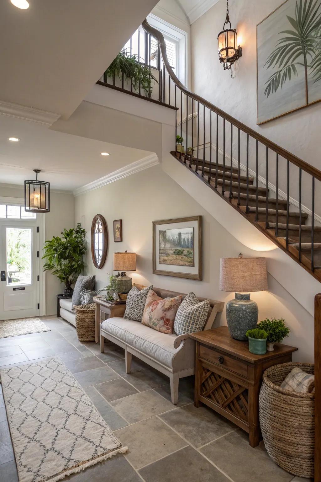 A seamless hallway expansion that utilizes the space beneath the staircase.