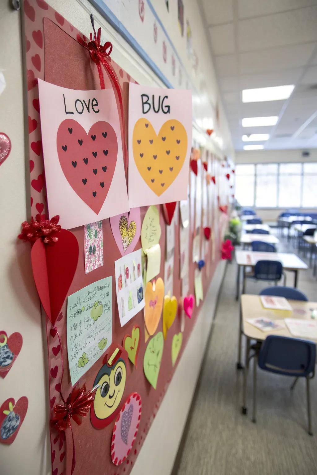 A bulletin board animated with love and charm.
