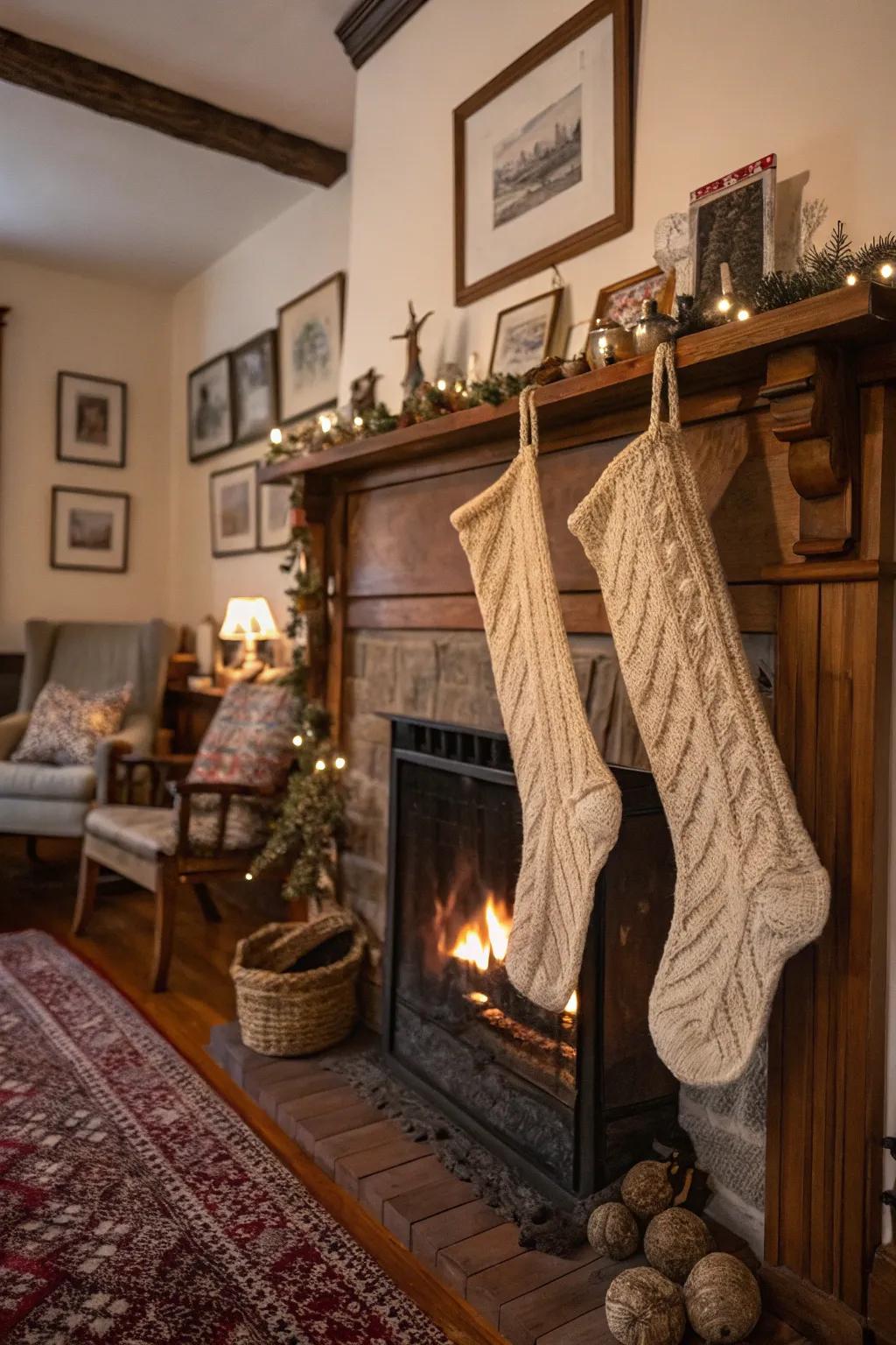 Old-fashioned hosiery evoke a sense of festive nostalgia.