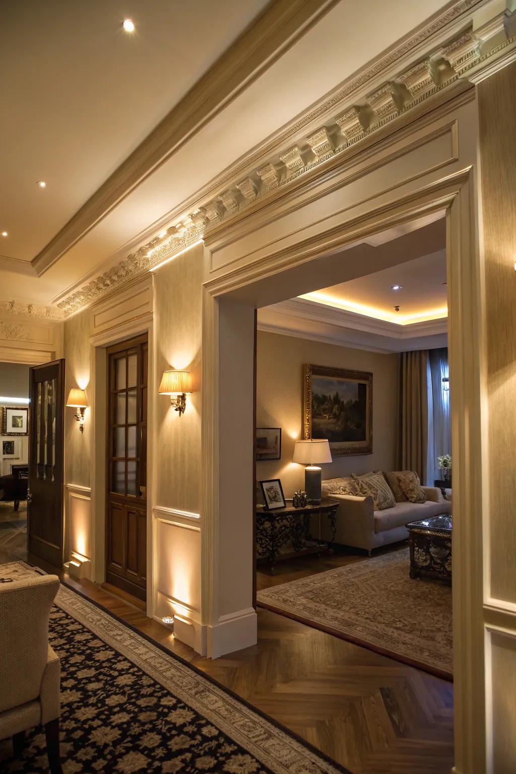 Enhance the atmosphere with lighting in moldings.