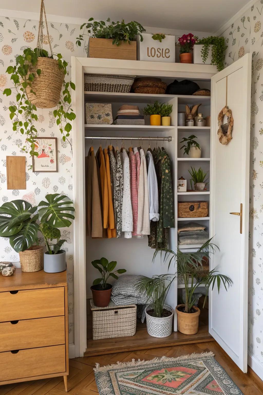 Personalize your closet through decor reflecting your taste.