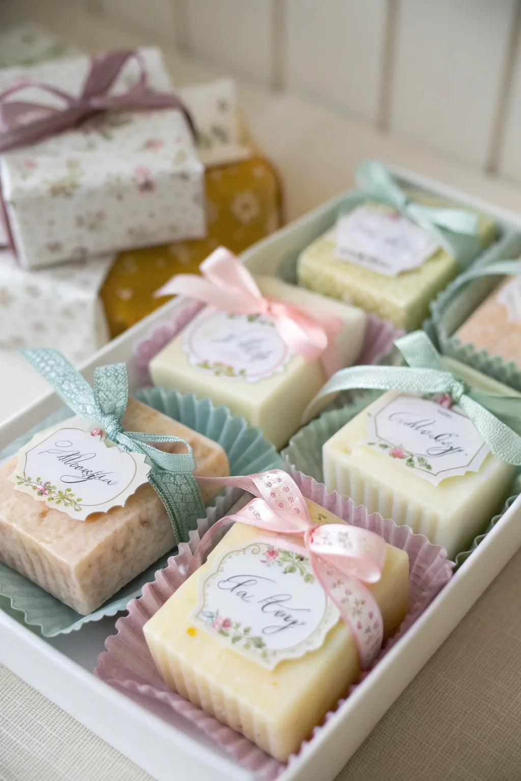 Petite soap pieces as a luxurious and practical wedding gift