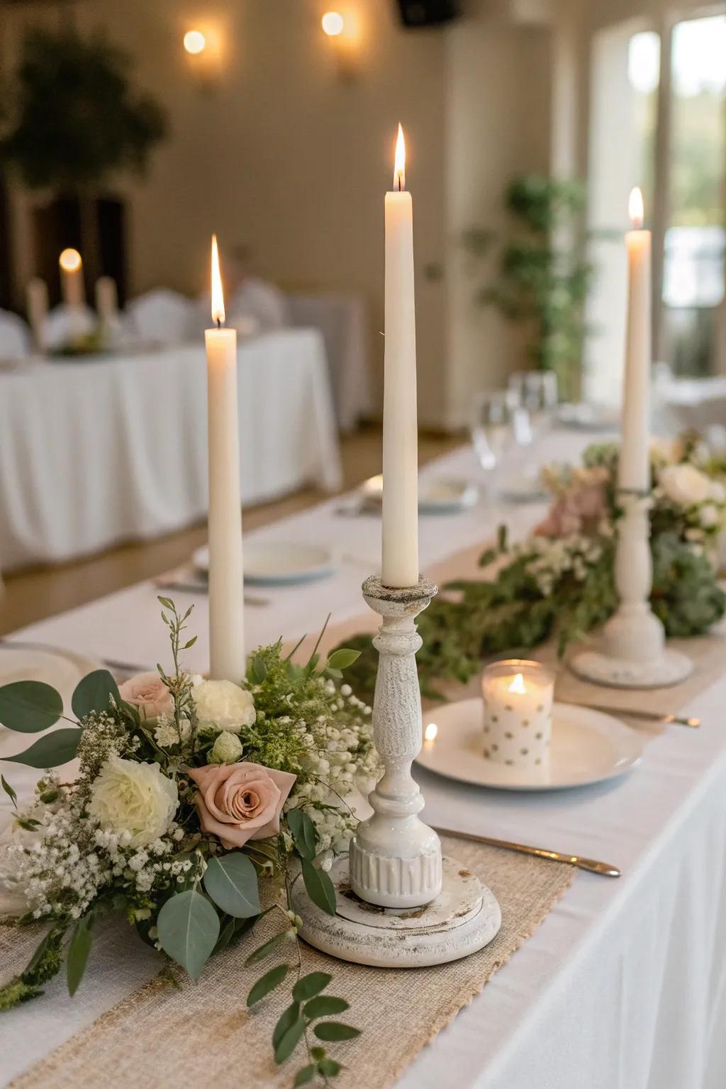 Taper lights emanating a simplistic, yet tasteful ambiance.