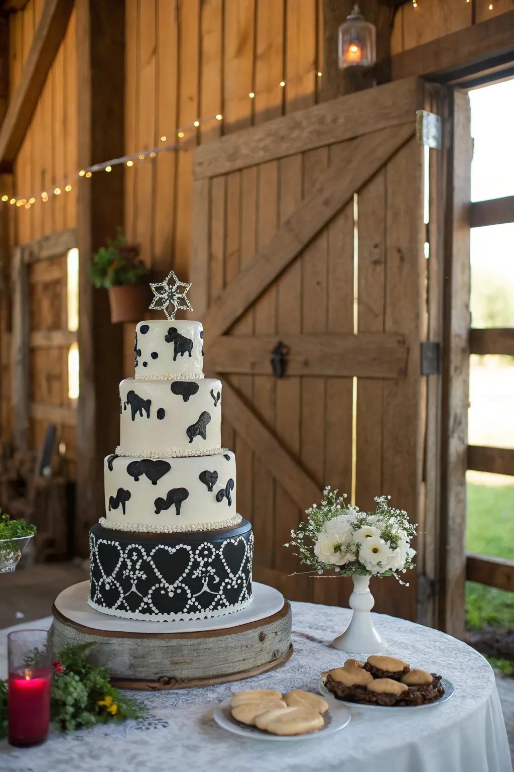 Cake flaunting a playful bovine motif design.