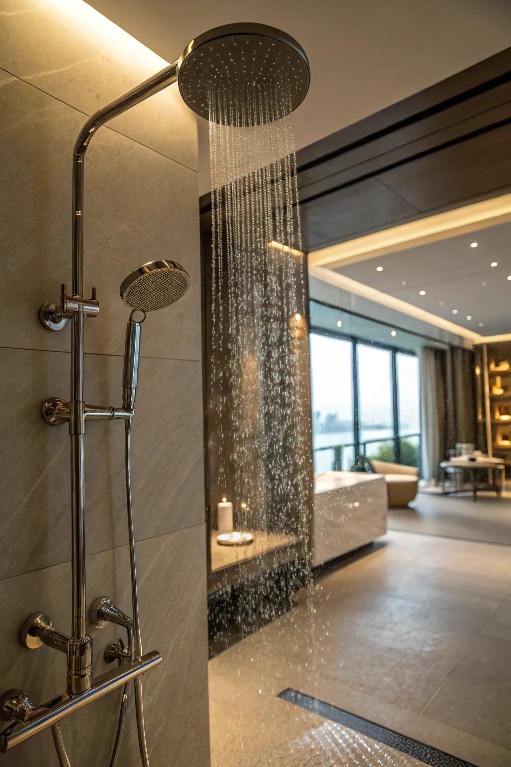 Refined hardware that elevates the wet room's luxury.