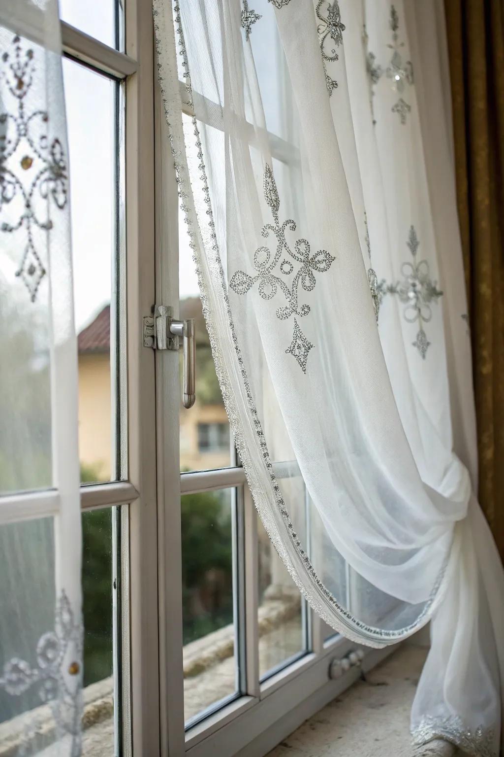 Brighten your space with transparent window coverings and subtle details.