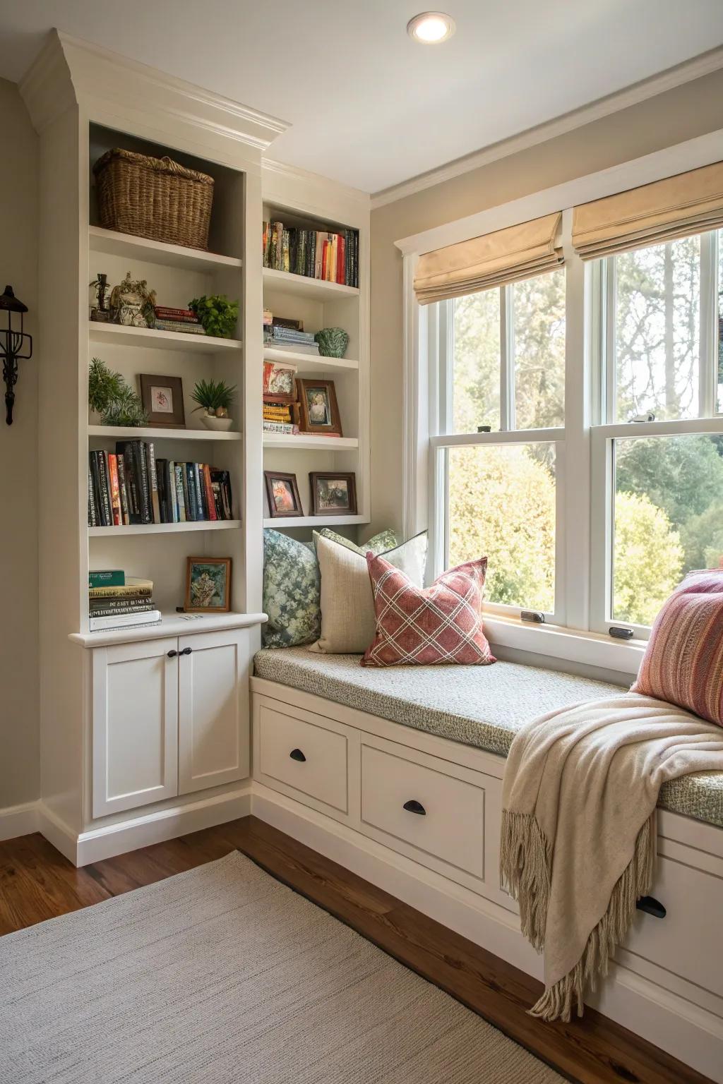 Turn a closet into a cozy, private window seat.