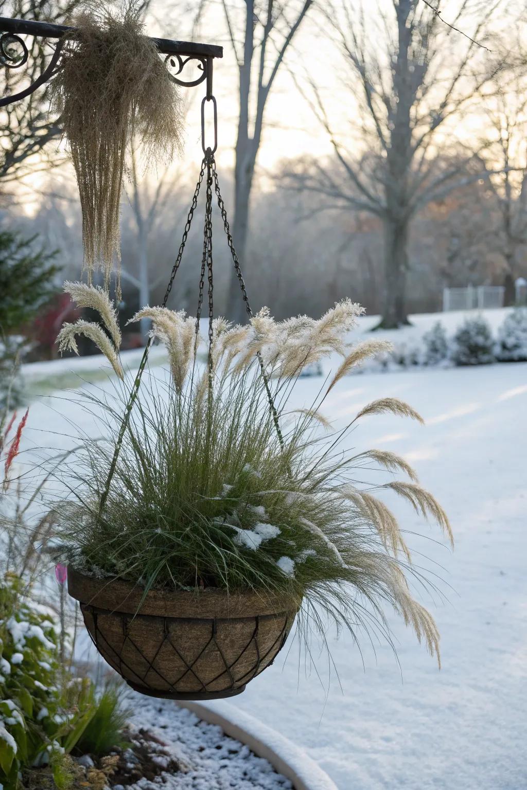 Grasses add movement and structure to baskets.
