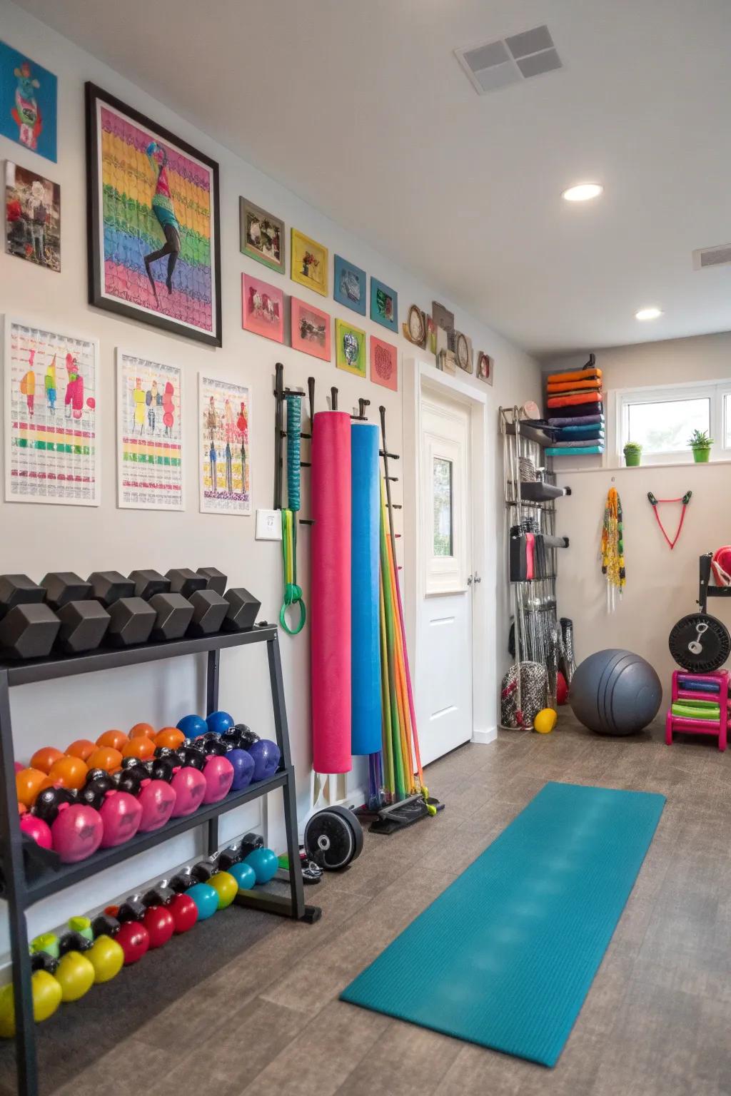 A fitness oasis for energizing workouts at home.