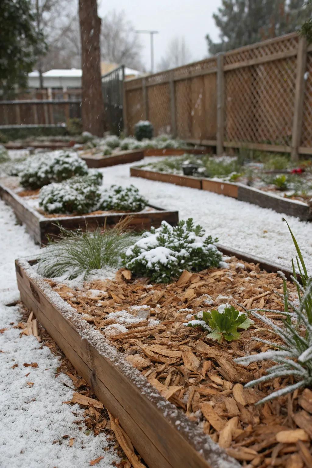 Wood chips offer indispensable insulation for plants during winter.