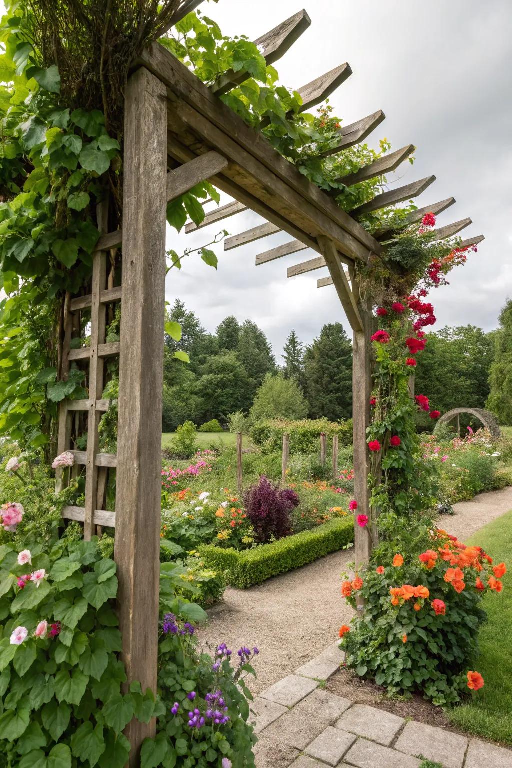 Allow your garden to ascend with refined timber climbing frames.