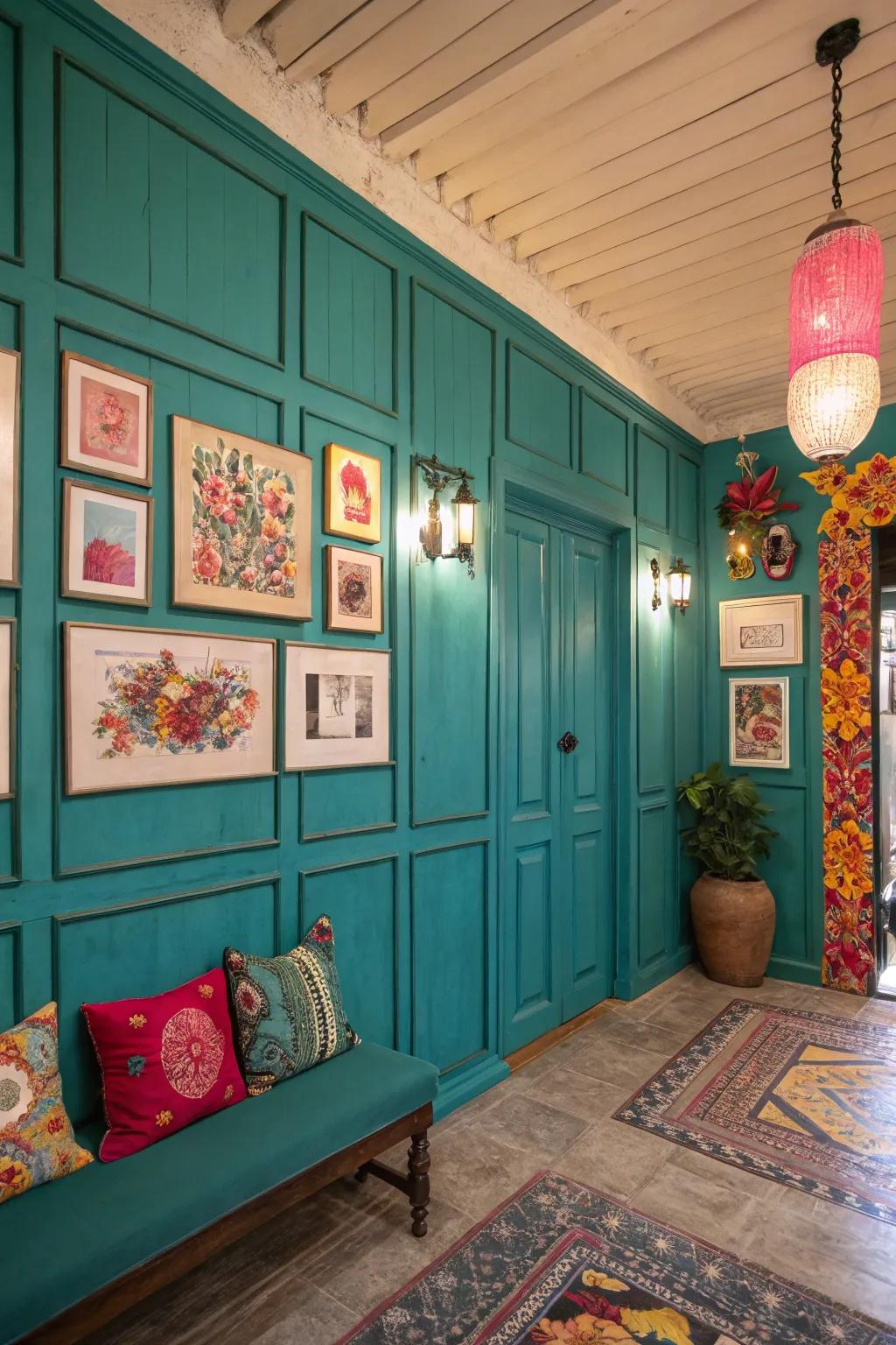 Coated lumber panels introduce a splash of color.