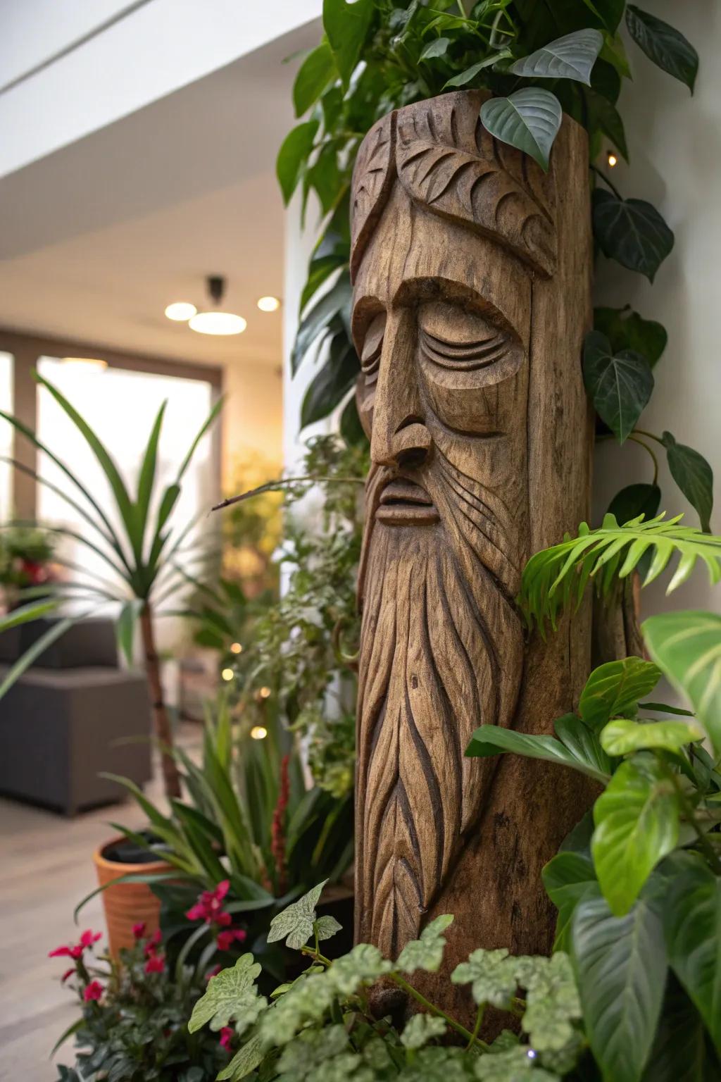 Connect with the natural world through enchanting timber nature carvings.