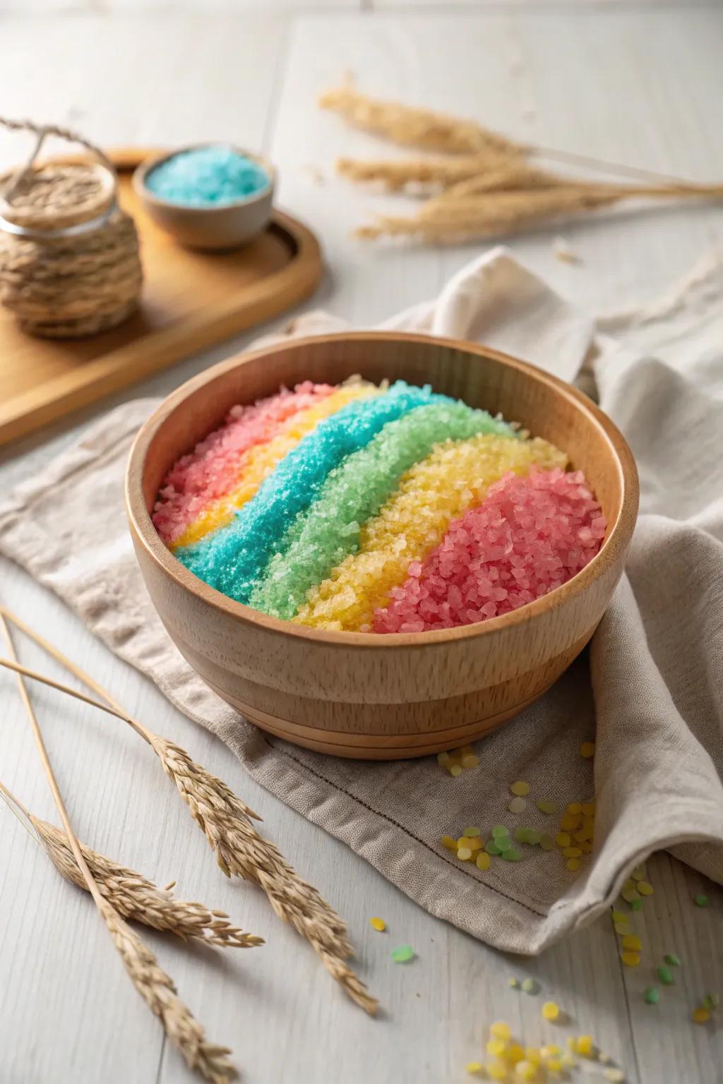 Dive into a world of color and creativity with rainbow rice, perfect for tiny hands and curious minds.