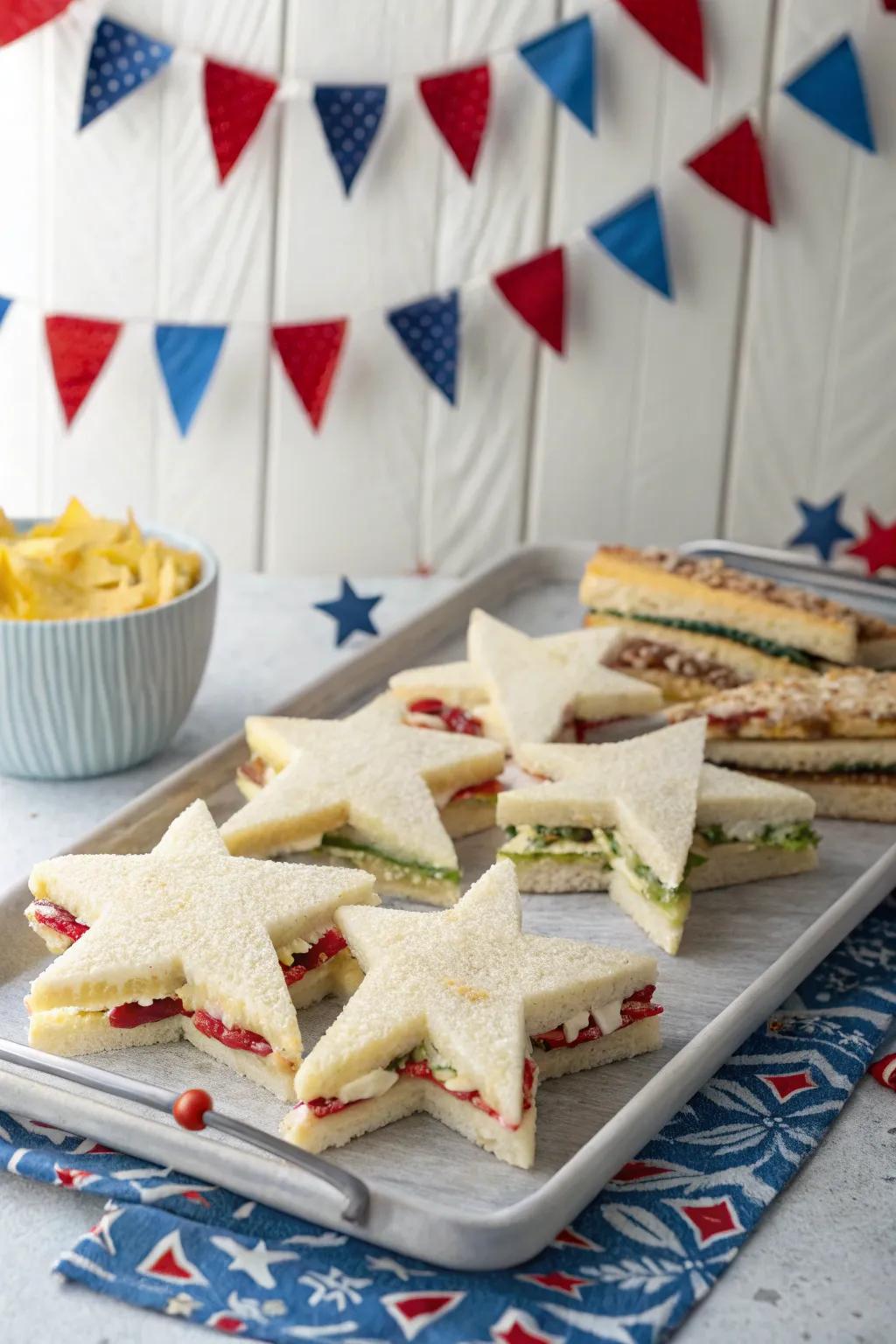 Star-shaped sandwiches add a festive touch to your picnic menu.