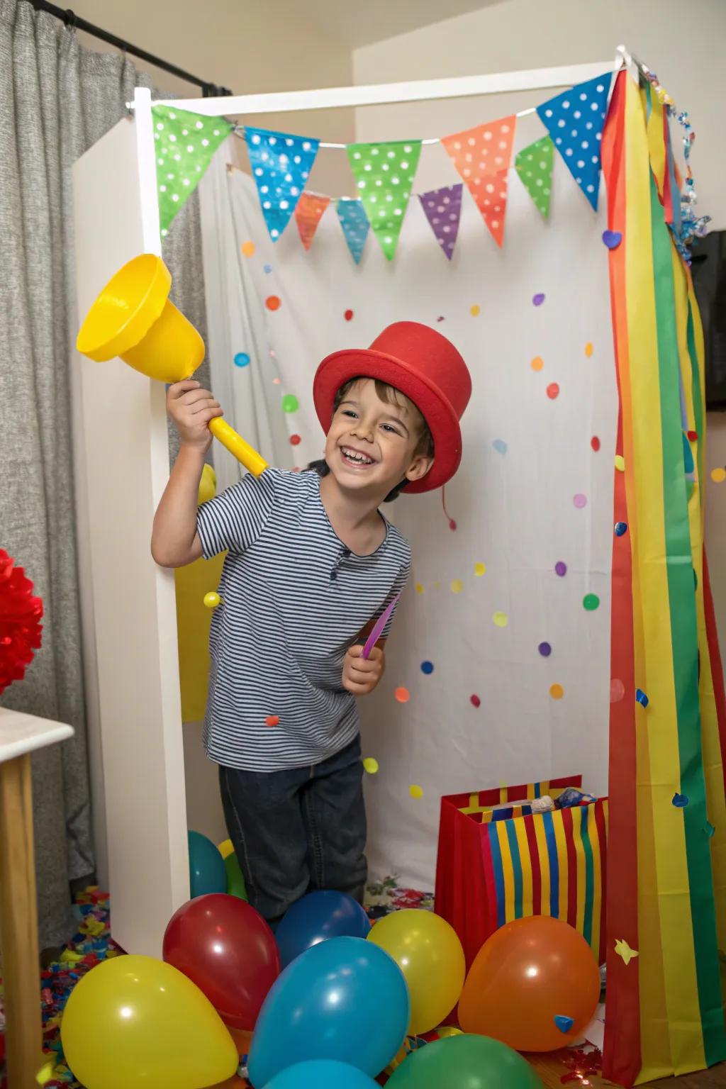 A handcrafted image booth permits inventive and spontaneous snapshots.