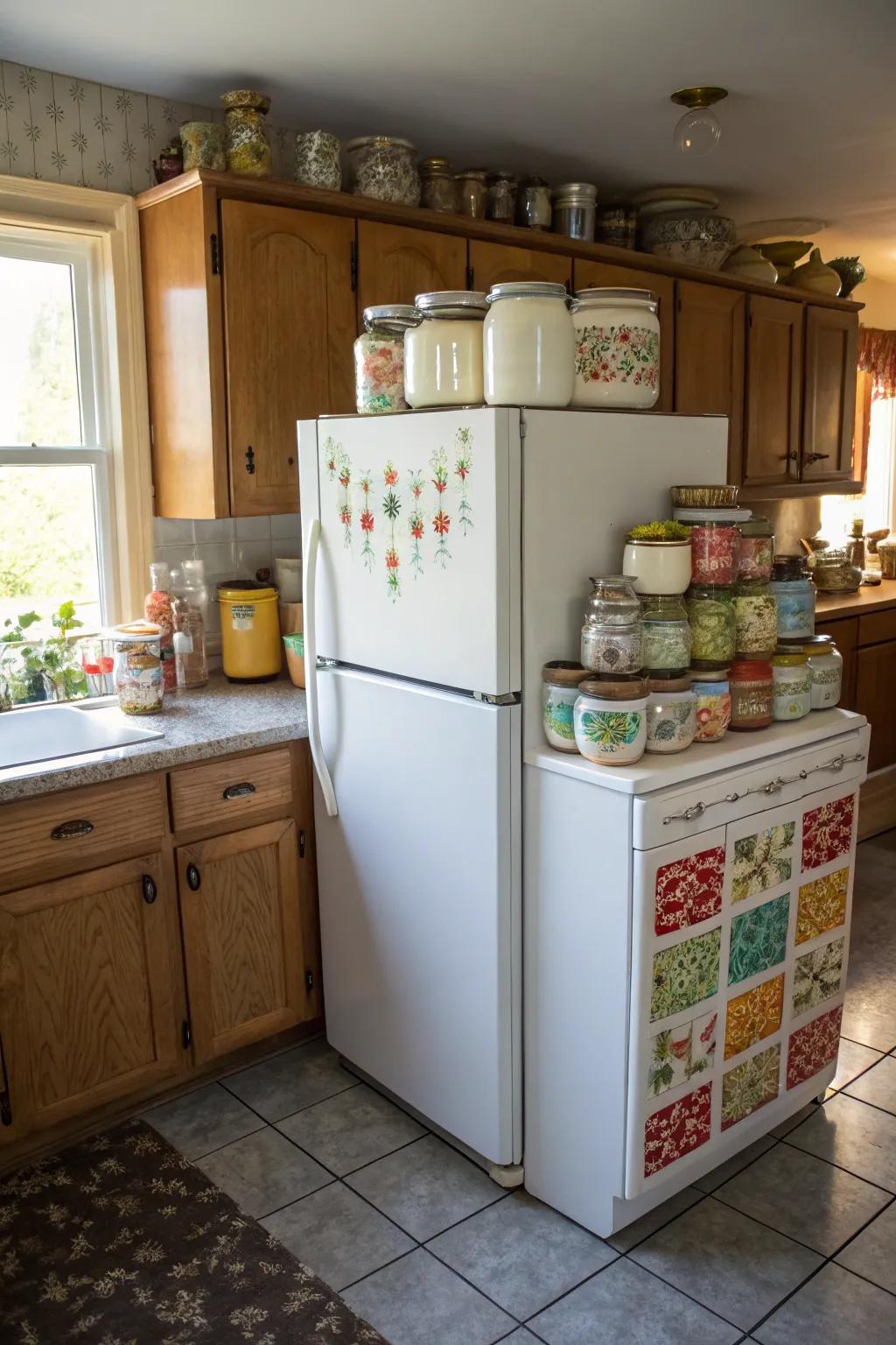 Show off your special collection above the fridge.
