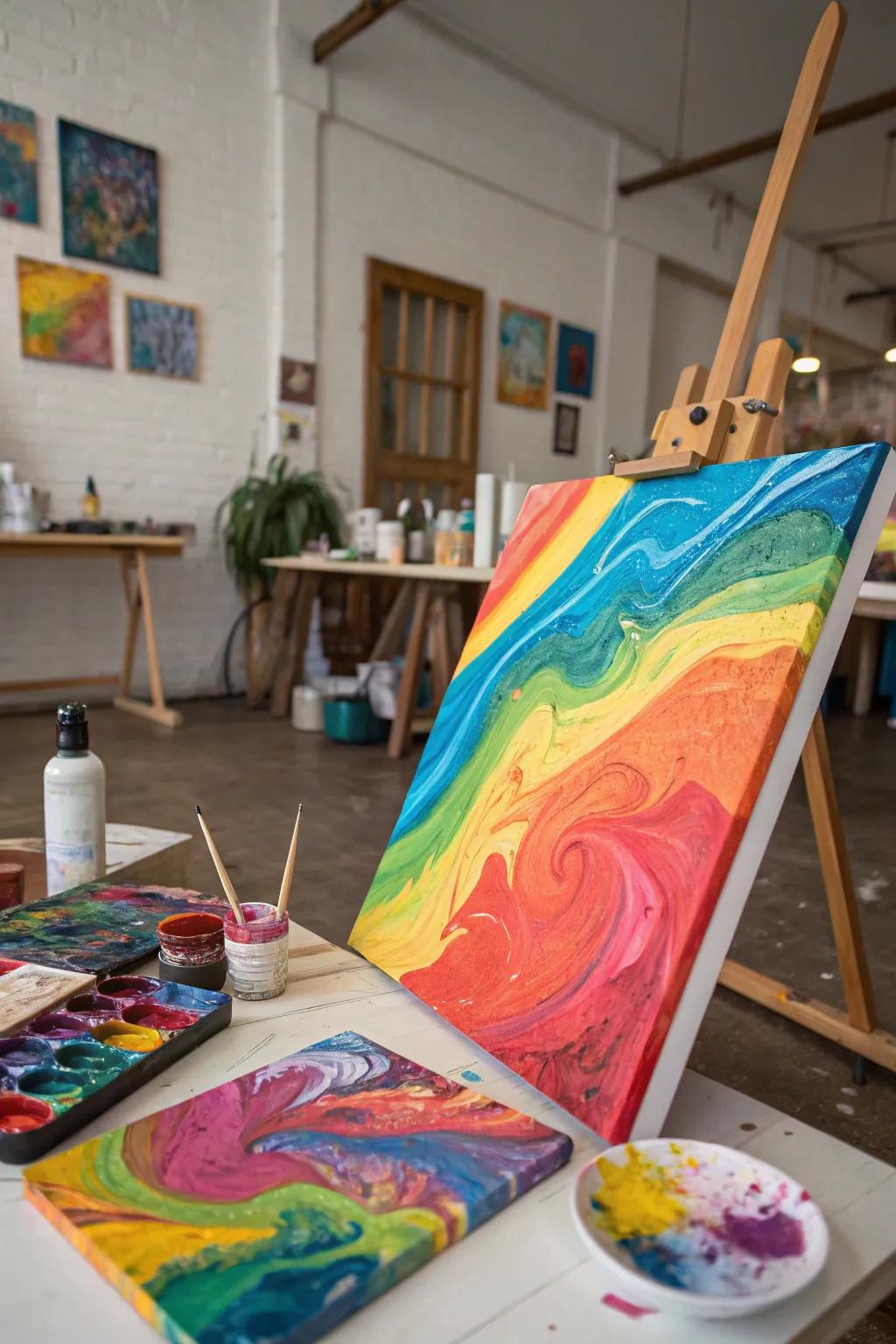 Drop pour method offers vibrant spontaneity.