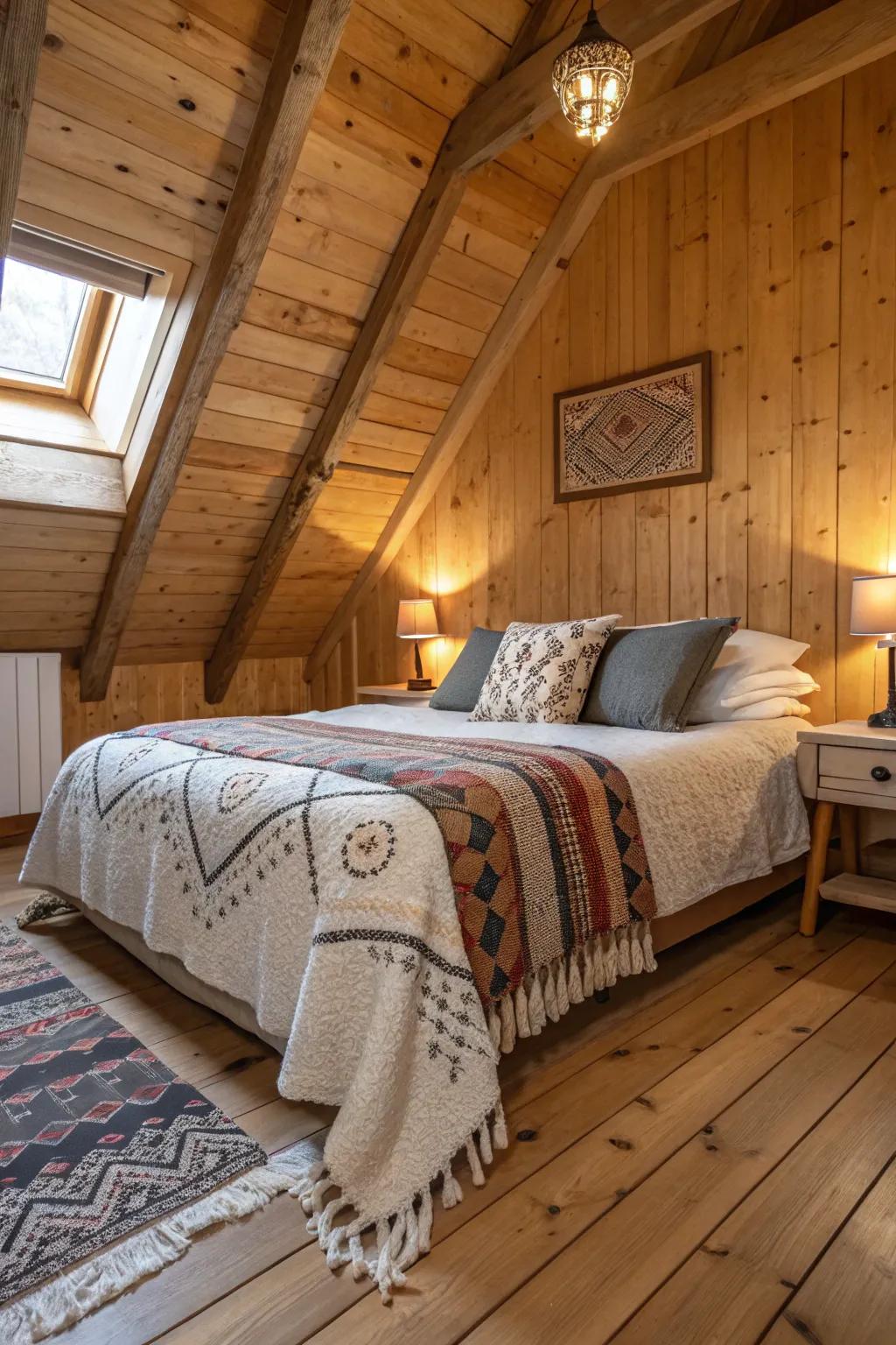 Textured layers add depth and interest to an Airbnb bedroom.
