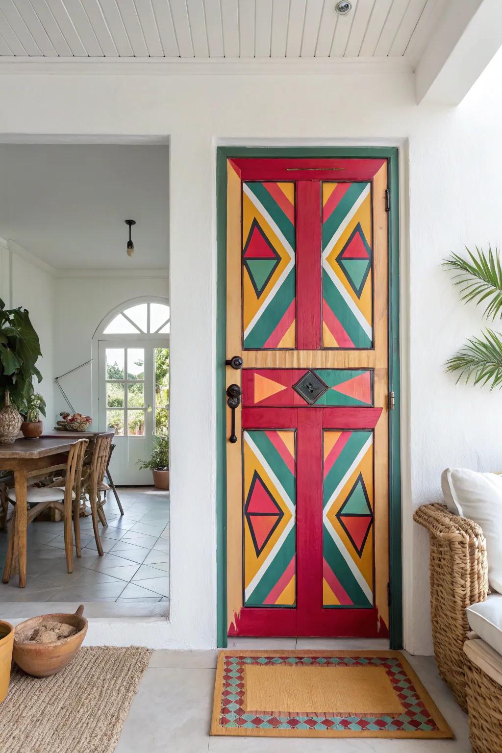 A geometric-patterned door that adds a modern edge to any room.