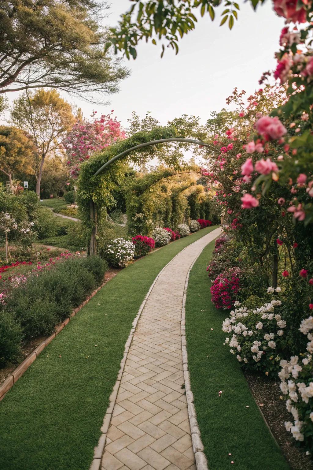 Improve your garden path using lavish simulated turf bordering.