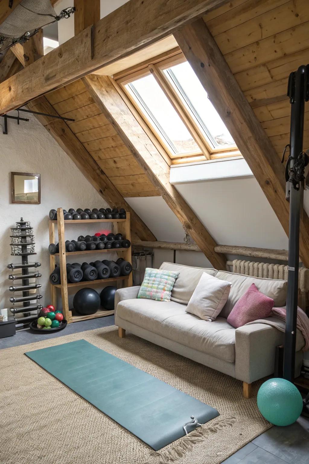 A cozy lounge area for relaxation following workouts.