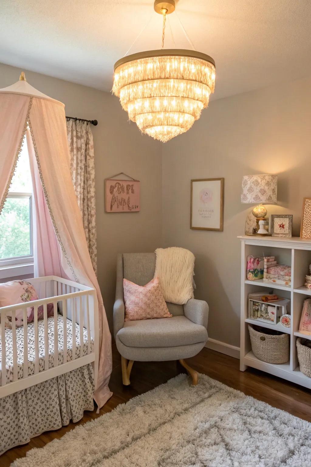 Adjustable lighting can set the mood and improve the functionality of the baby area.